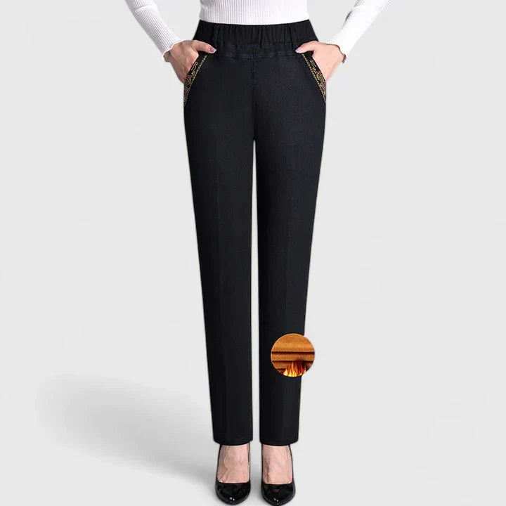 Perla | Elastic Waist Straight Leg Denim Jeans