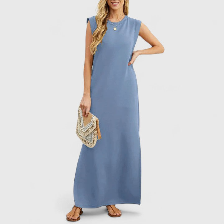 Clemence | Sleeveless Maxi Dress with Round Neck