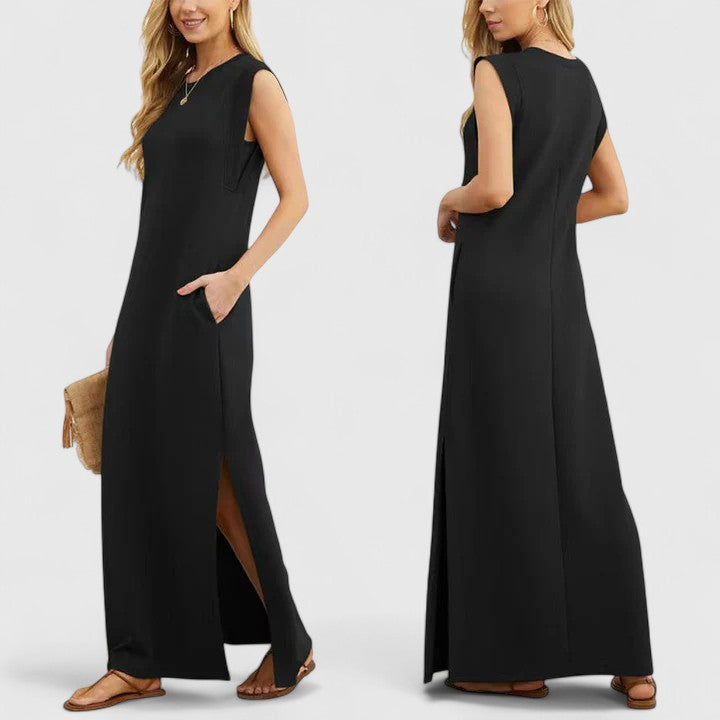 Clemence | Sleeveless Maxi Dress with Round Neck
