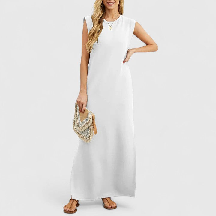 Clemence | Sleeveless Maxi Dress with Round Neck