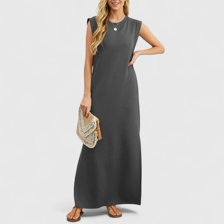 Clemence | Sleeveless Maxi Dress with Round Neck