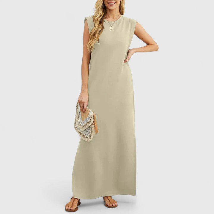 Clemence | Sleeveless Maxi Dress with Round Neck