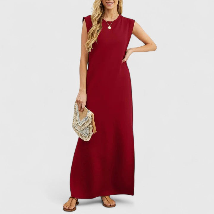 Clemence | Sleeveless Maxi Dress with Round Neck