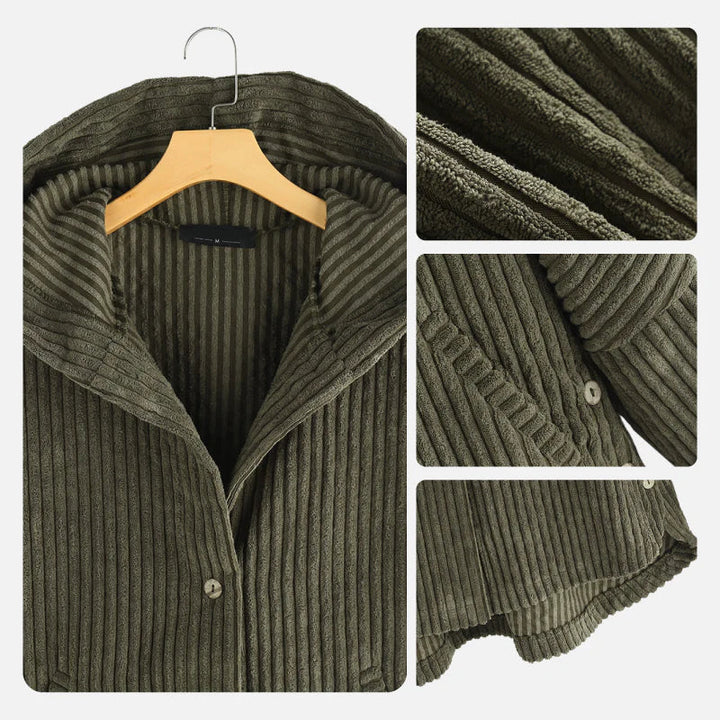 Alexandra | Ribbed Hooded Coat with Buttons