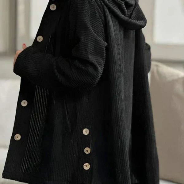 Alexandra | Ribbed Hooded Coat with Buttons