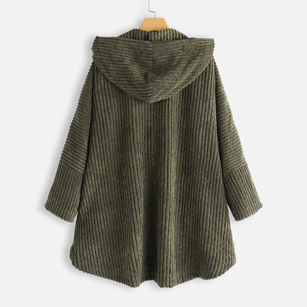 Alexandra | Ribbed Hooded Coat with Buttons