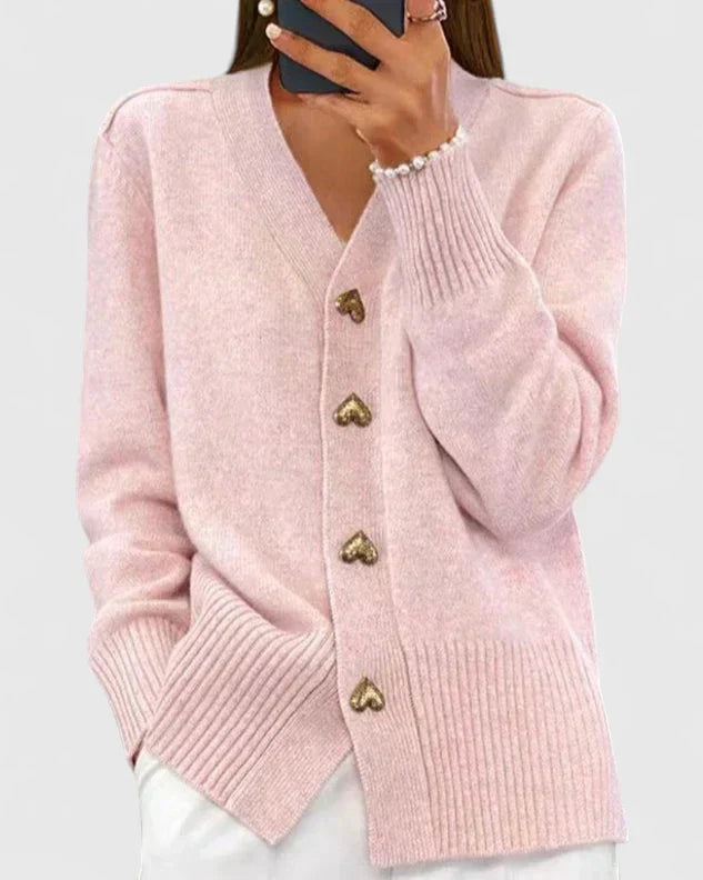 Lana | Heart Button Knit Cardigan