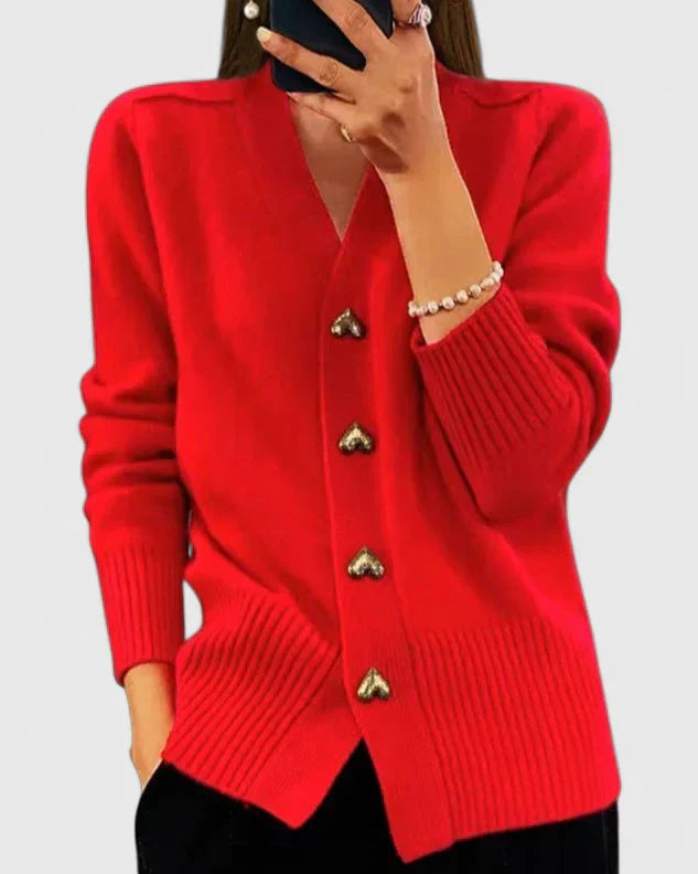 Lana | Heart Button Knit Cardigan