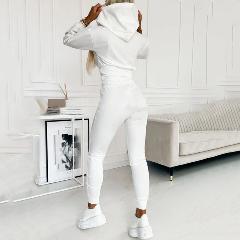 Olena | Hooded Matching Set with Drawstring Pants