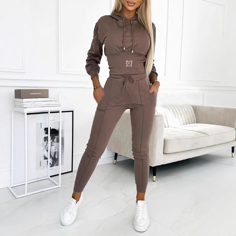 Olena | Hooded Matching Set with Drawstring Pants