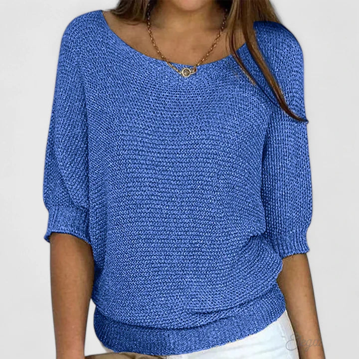 Idony | Boat Neck Knit Sweater with Dolman Sleeves