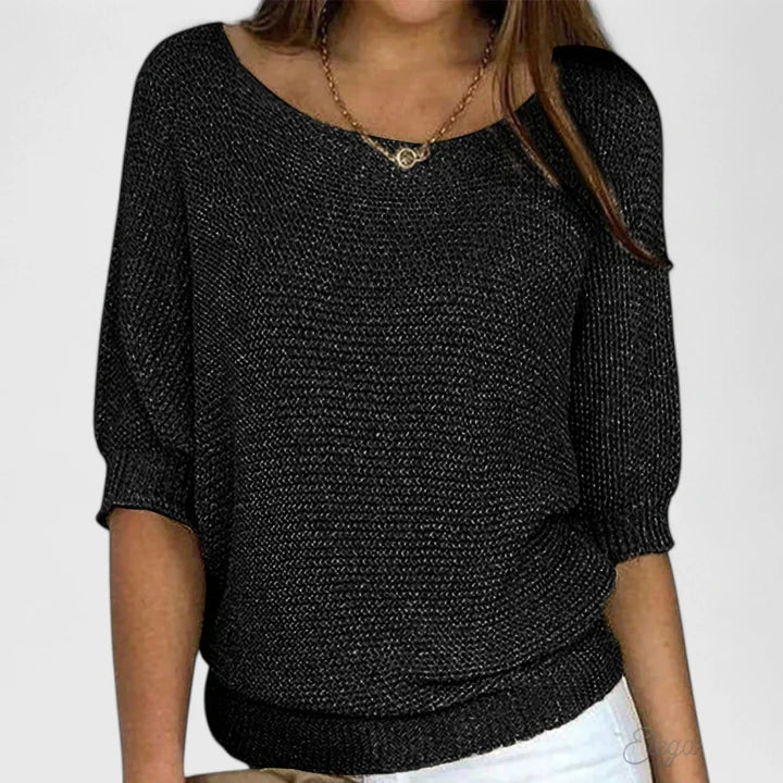 Idony | Boat Neck Knit Sweater with Dolman Sleeves
