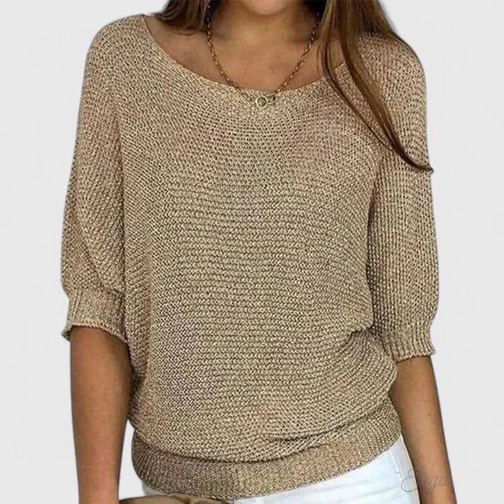 Idony | Boat Neck Knit Sweater with Dolman Sleeves