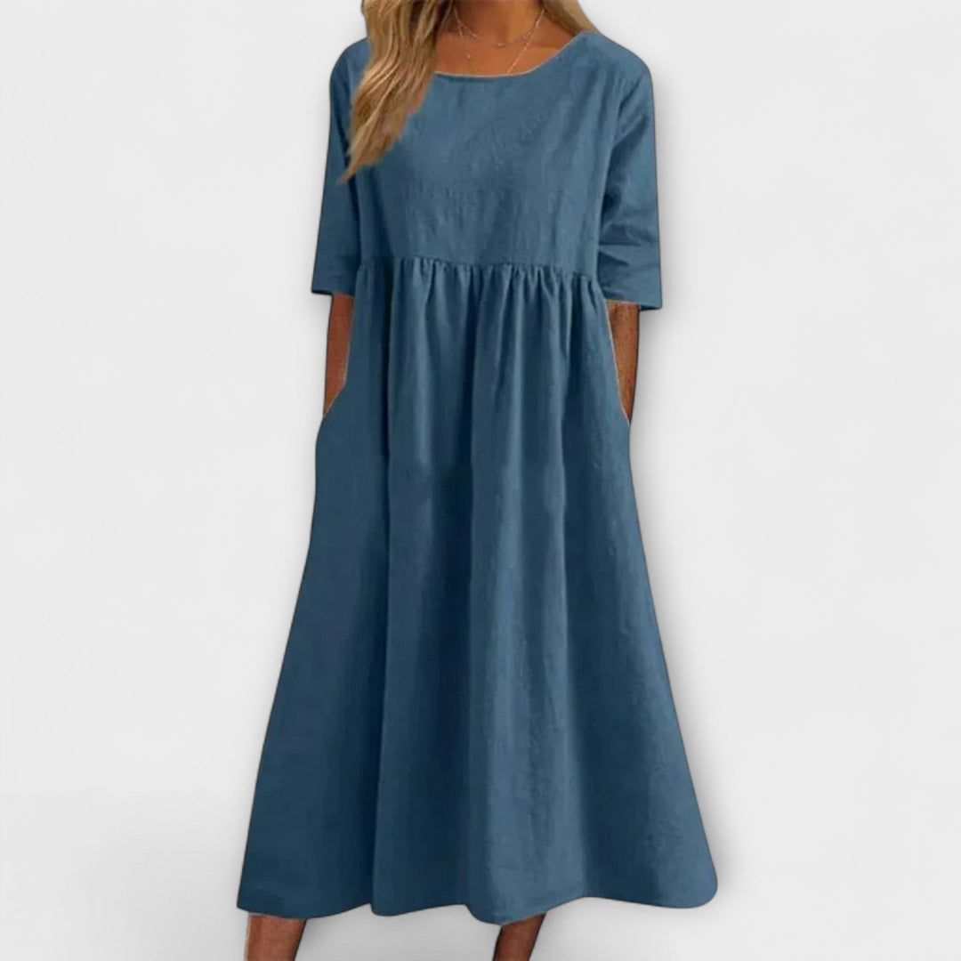 Celestina | Half Sleeve Empire Waist Dress with Pockets