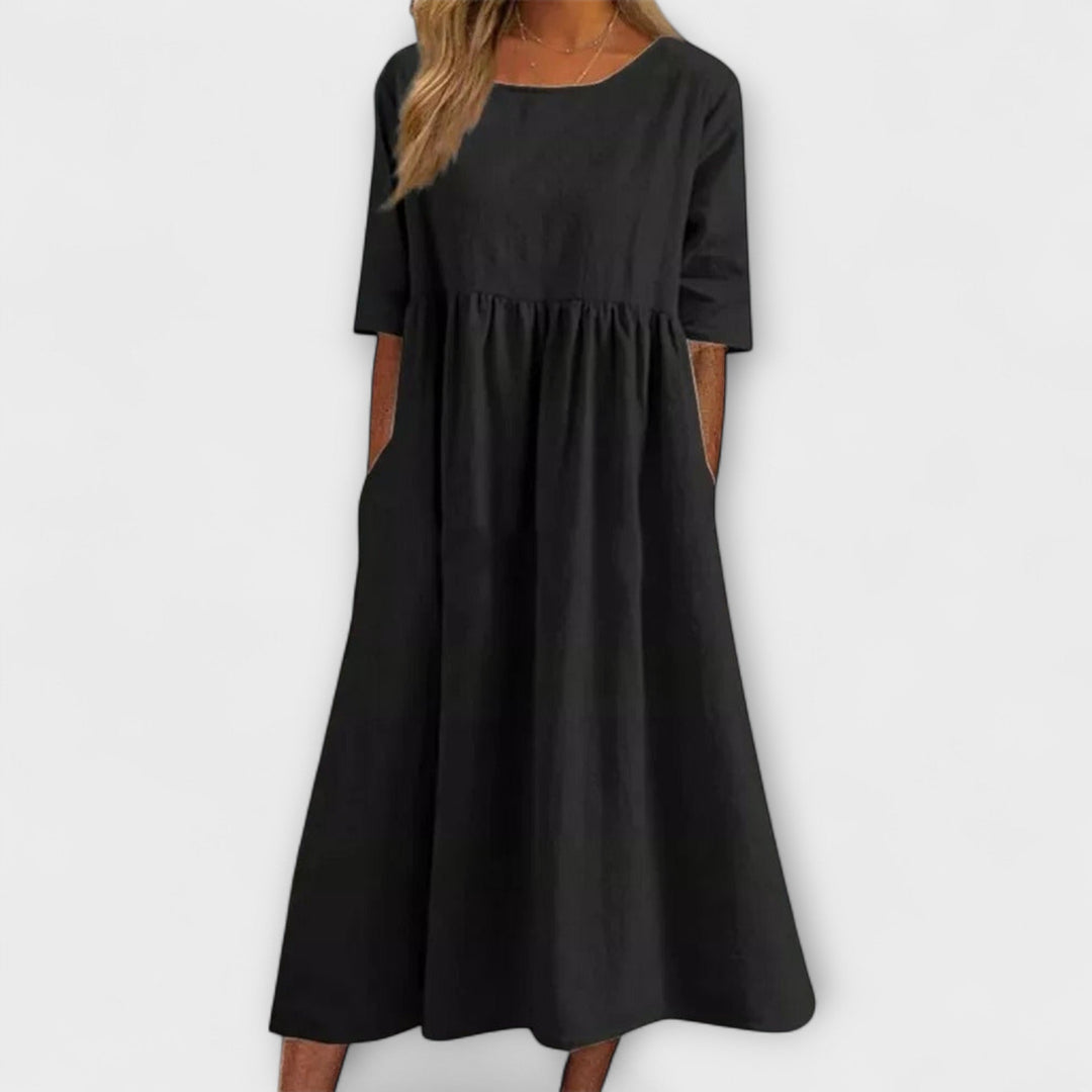 Celestina | Half Sleeve Empire Waist Dress with Pockets