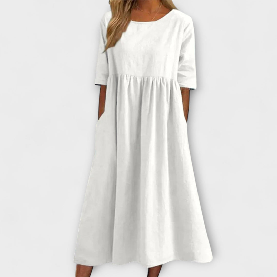 Celestina | Half Sleeve Empire Waist Dress with Pockets