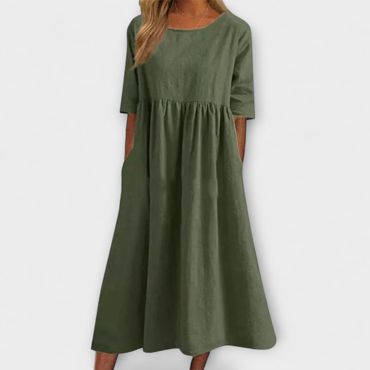 Celestina | Half Sleeve Empire Waist Dress with Pockets