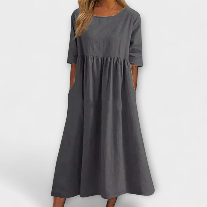 Celestina | Half Sleeve Empire Waist Dress with Pockets