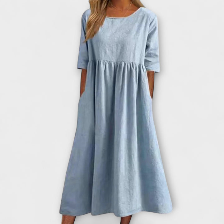 Celestina | Half Sleeve Empire Waist Dress with Pockets