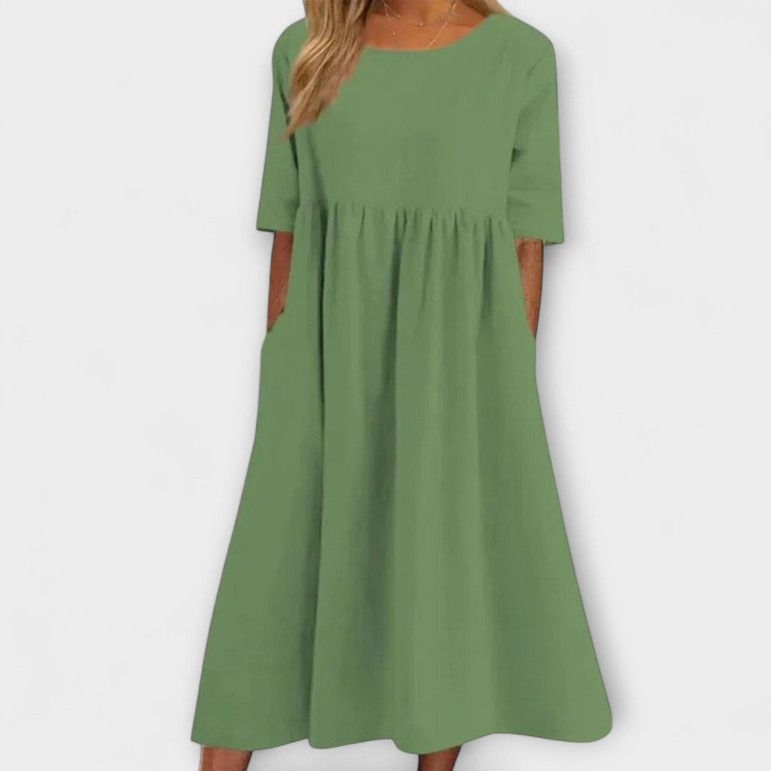 Celestina | Half Sleeve Empire Waist Dress with Pockets