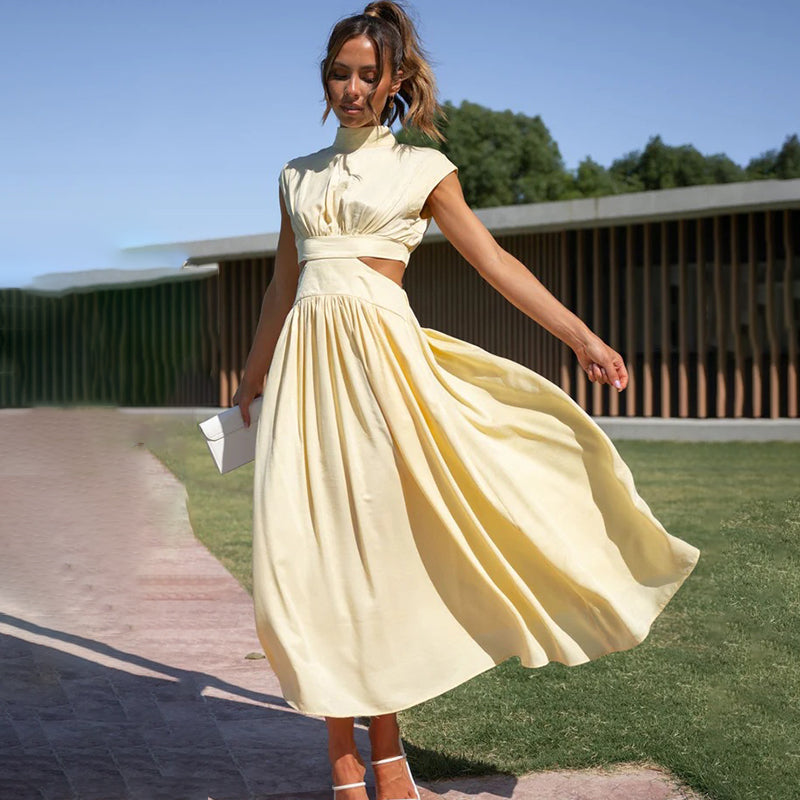 Daleyza | Mock Neck Cutout Midi Dress