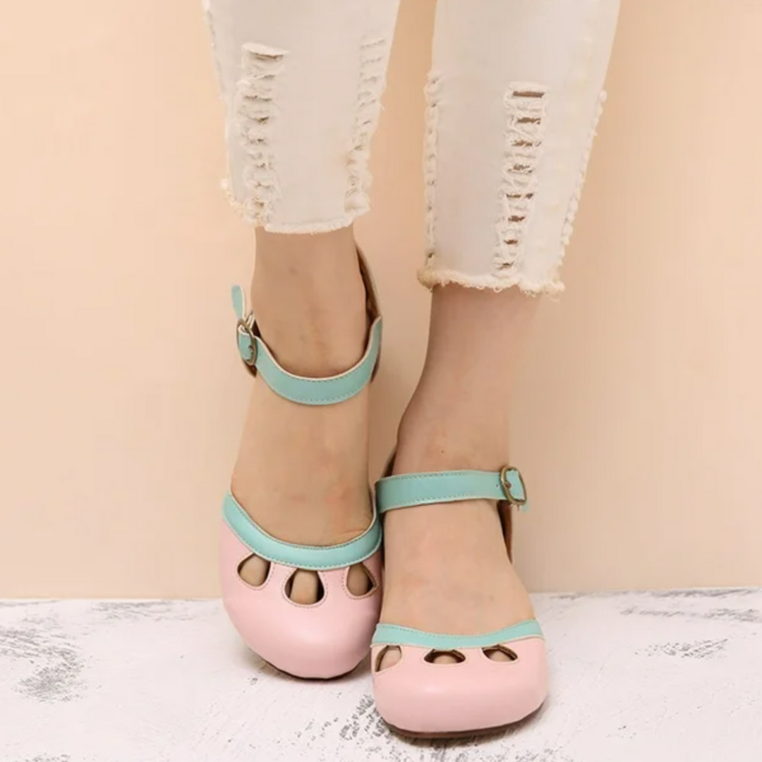 Ketty | Cutout Mary Jane Flats with Ankle Strap