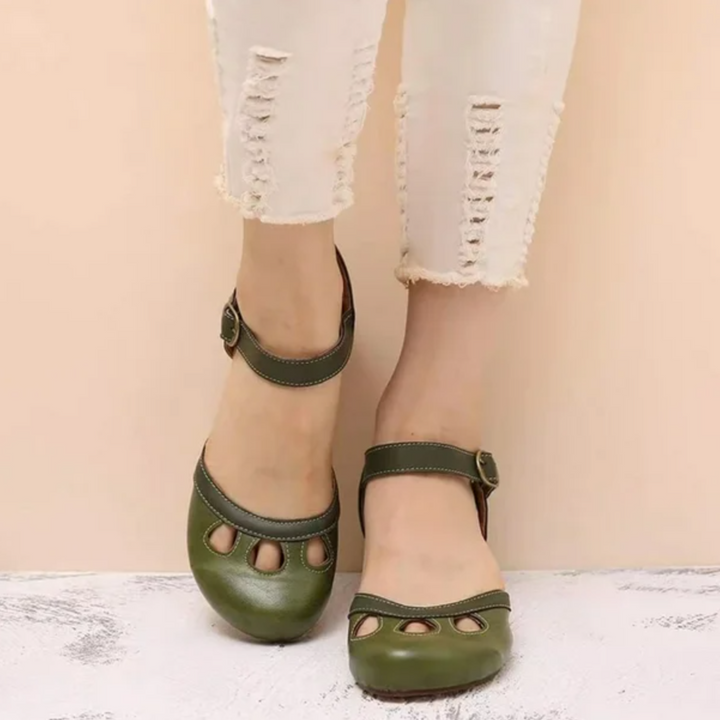 Ketty | Cutout Mary Jane Flats with Ankle Strap