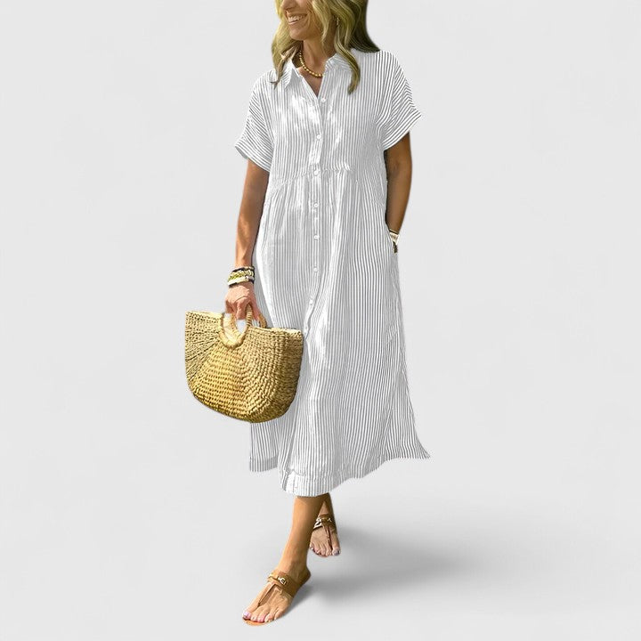 Romy | Striped Shirt Dress with Pockets