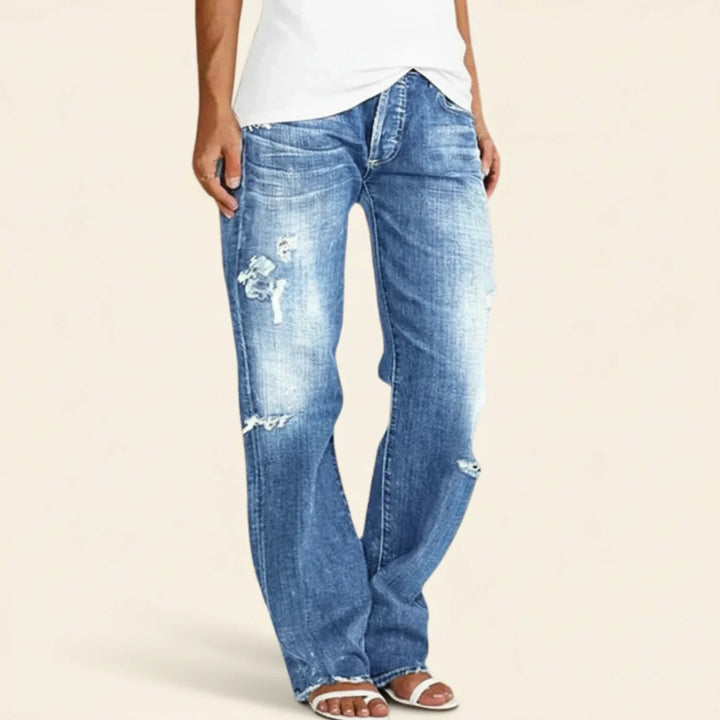 Jenna | Ripped Low Rise Straight Jeans