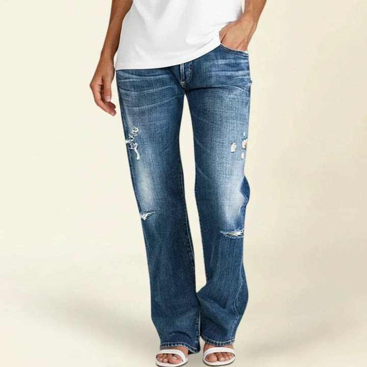 Jenna | Ripped Low Rise Straight Jeans