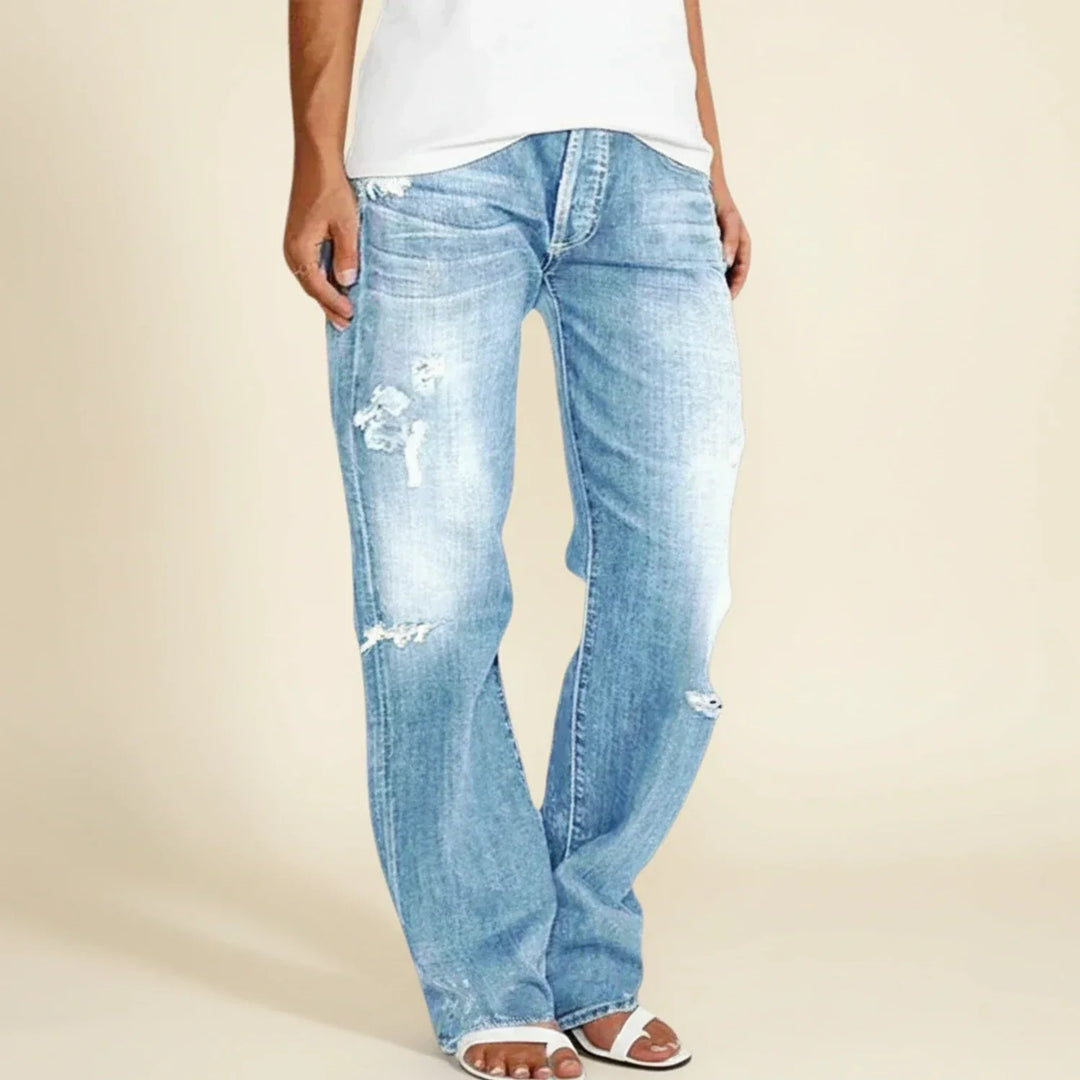 Jenna | Ripped Low Rise Straight Jeans
