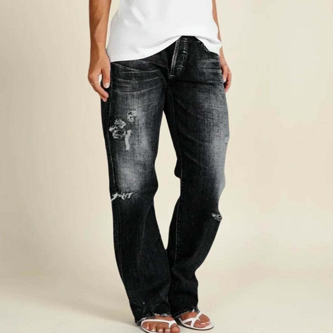 Jenna | Ripped Low Rise Straight Jeans