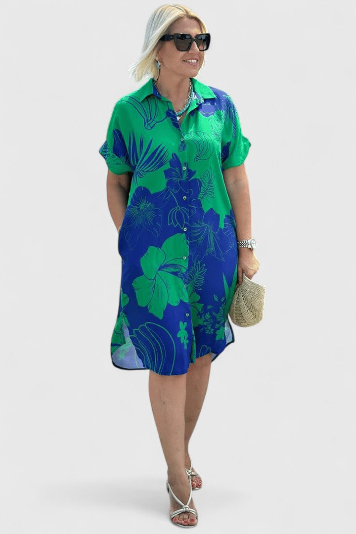 Marnie | Floral Shirt Dress with Collar